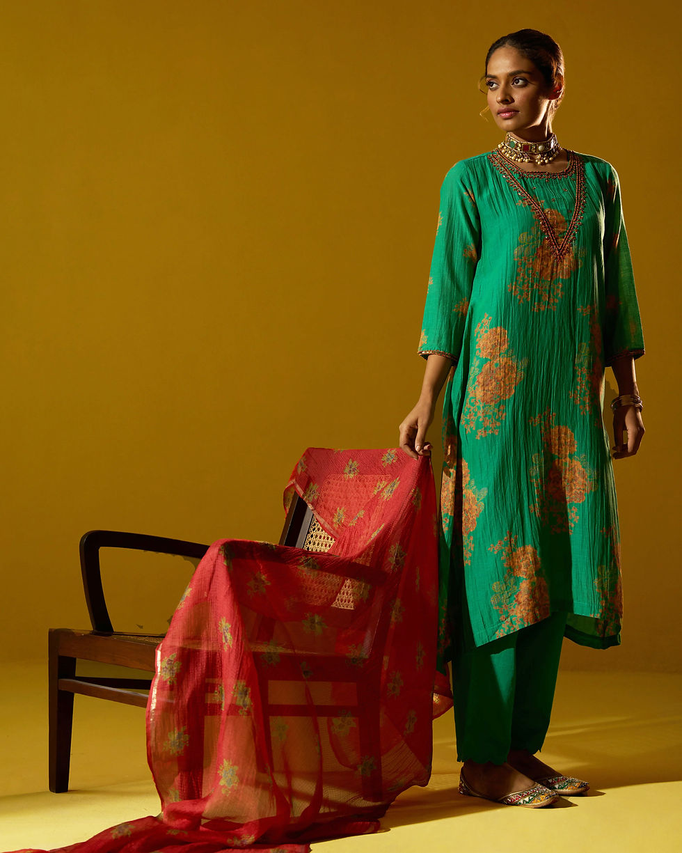 Noor Aline Kurta Set - Green