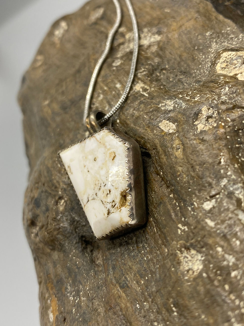 Thumbnail: White Buffalo Sterling Silver Pendant