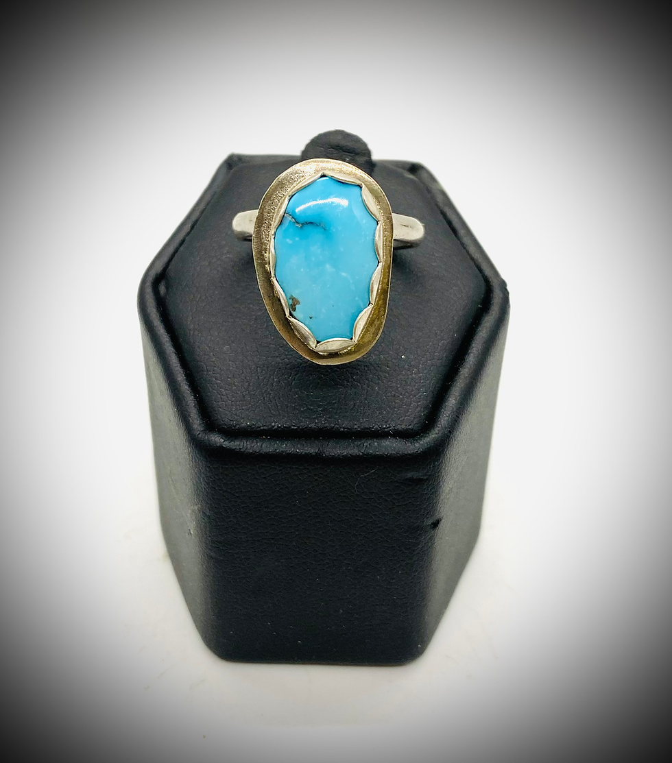 Natural Kingman Turquoise Ring Sterling Silver
