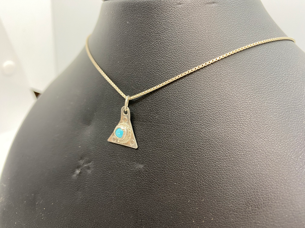 Thumbnail: Triangle Natural Kingman Turquoise  Sterling Silver Necklace 