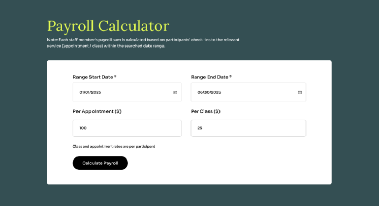 Bookings Payroll Calculator
