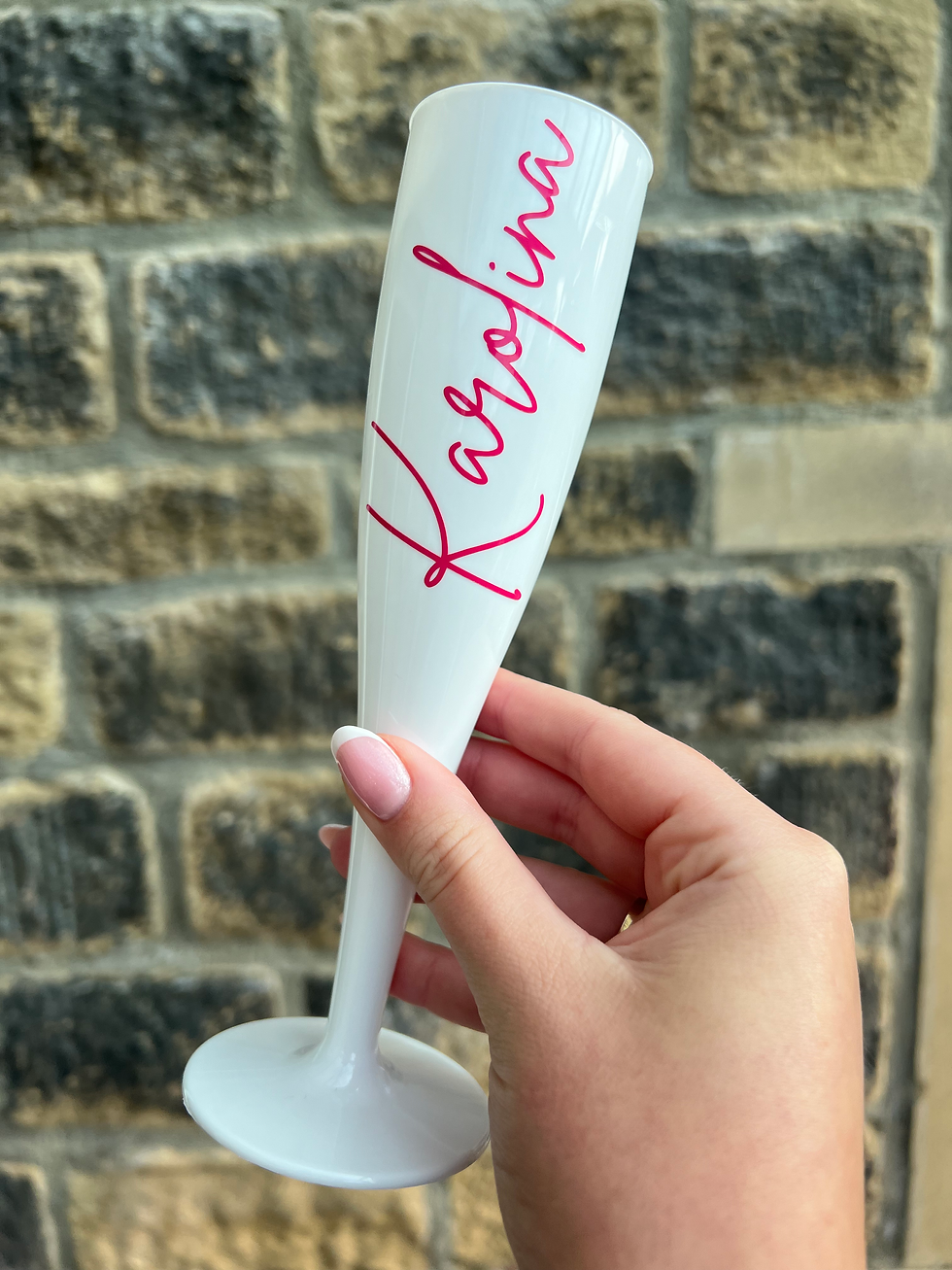 Thumbnail: Personalised White Plastic Champagne Flute