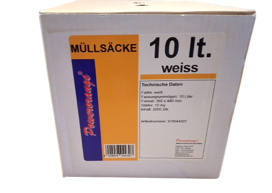 Miniaturbild: Müllsäcke 10 lt weiß  2000 Stk pro Karton für 5-10 lt Eimer
