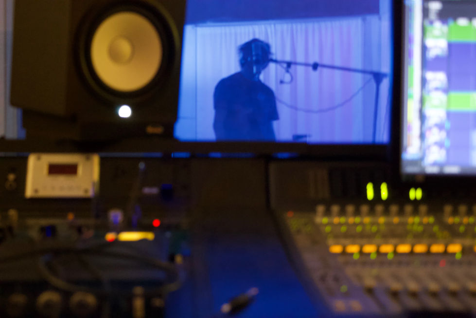 Rivers Ventura in the Studio Booth at Beacon Hill Recording Studio.