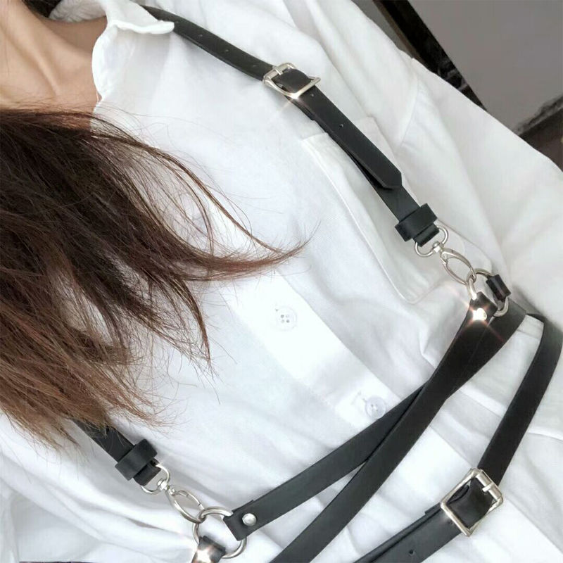 Thumbnail: Hologram/Black body harness strap belt rave