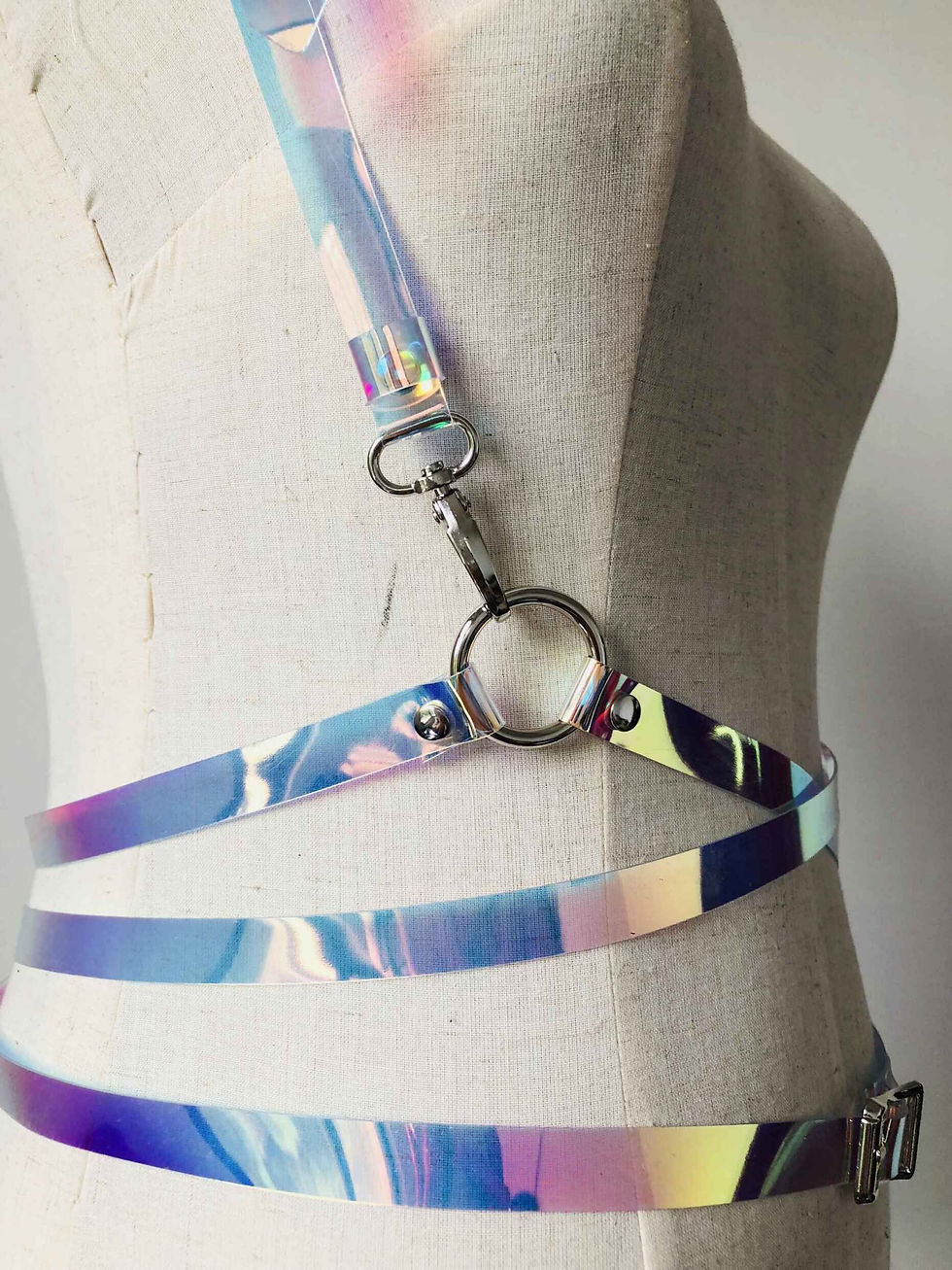 Thumbnail: Hologram/Black body harness strap belt rave