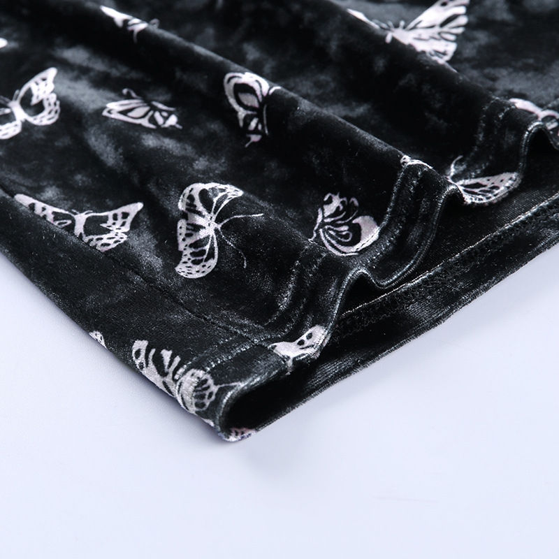Thumbnail: Black Butterfly Velvet Dress