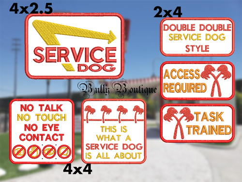 Digital In N Out Themed Service Dog Embroidery Files | Bully Boutique