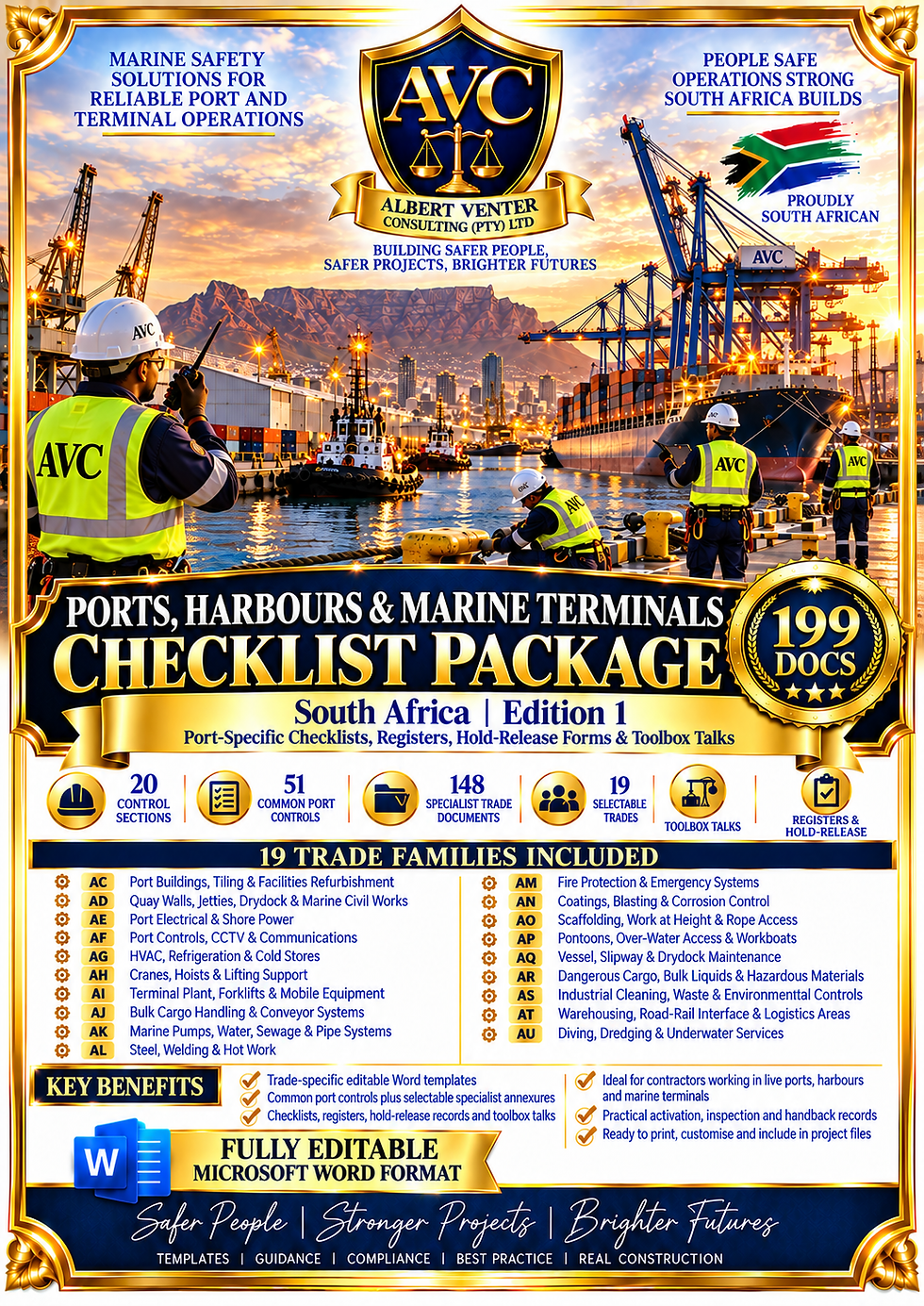 AVC Ports Harbours and Marine Terminals Checklist Package, 199 editable documents