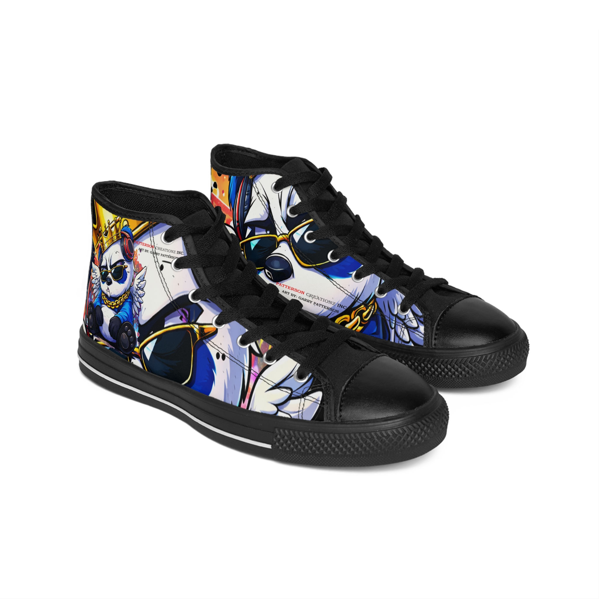 INIZIIO PANDA  Sneakers | High Top Canvas Sneakers ART BY: GARRY PATTERSON