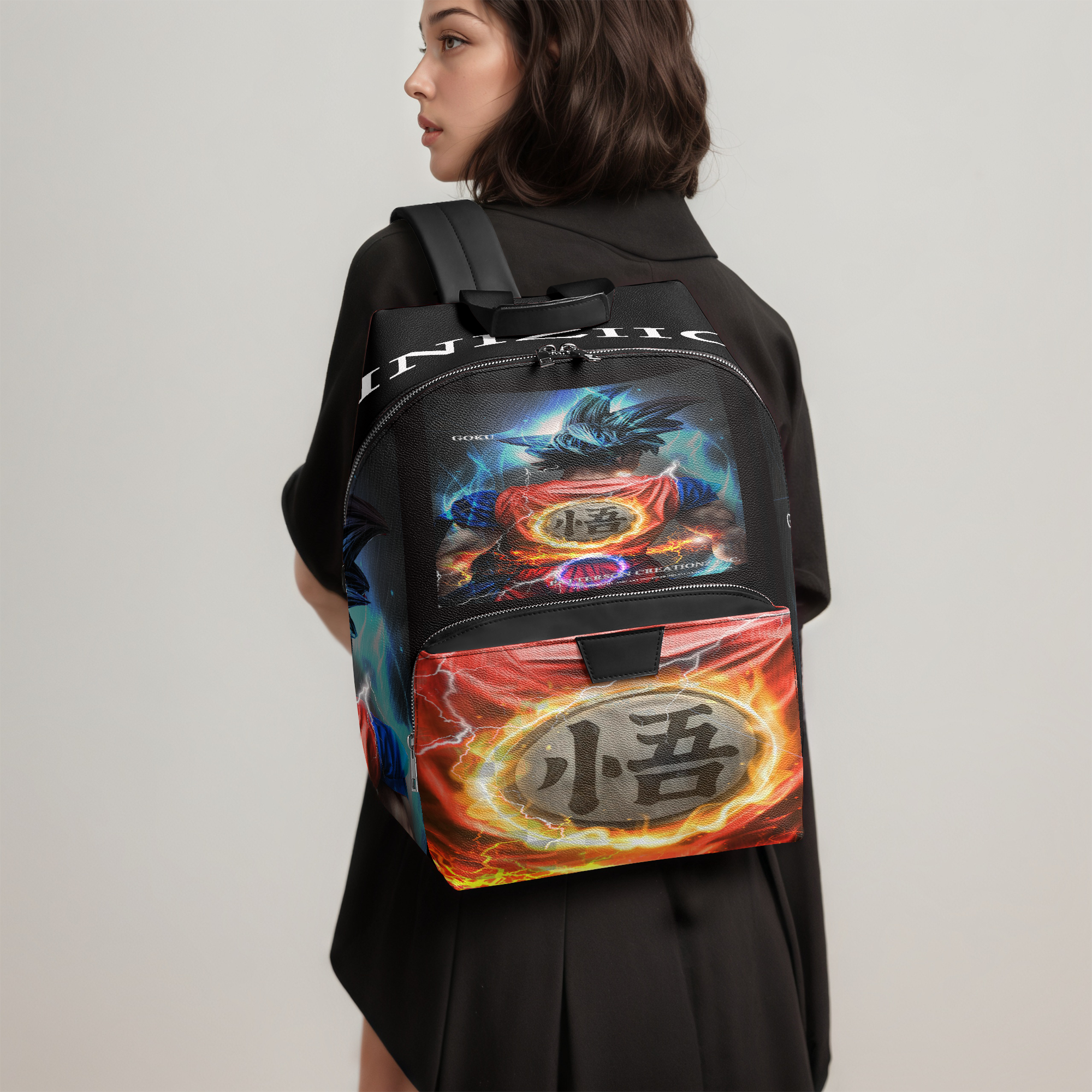 1284. Zipper-up Leather Backpack