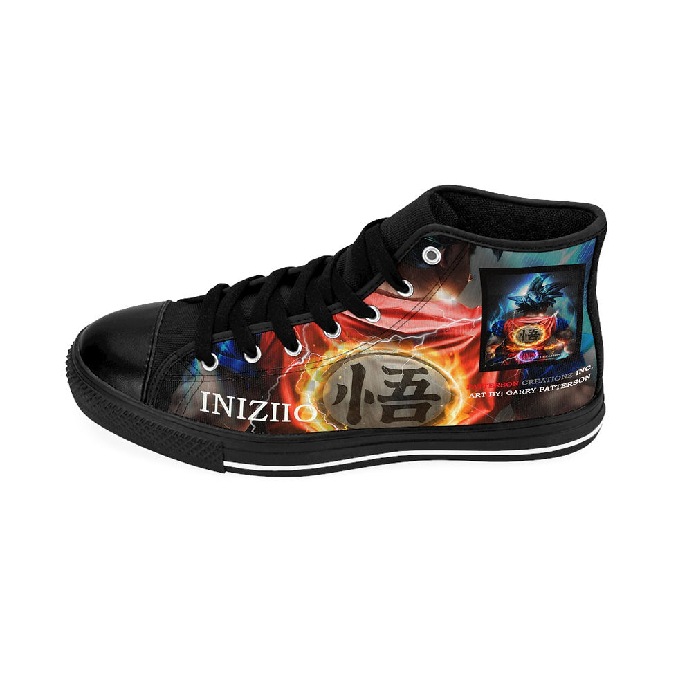 Thumbnail: INIZIIO Dragon Symbol Anime Art Sneakers | High Top Canvas Shoes 