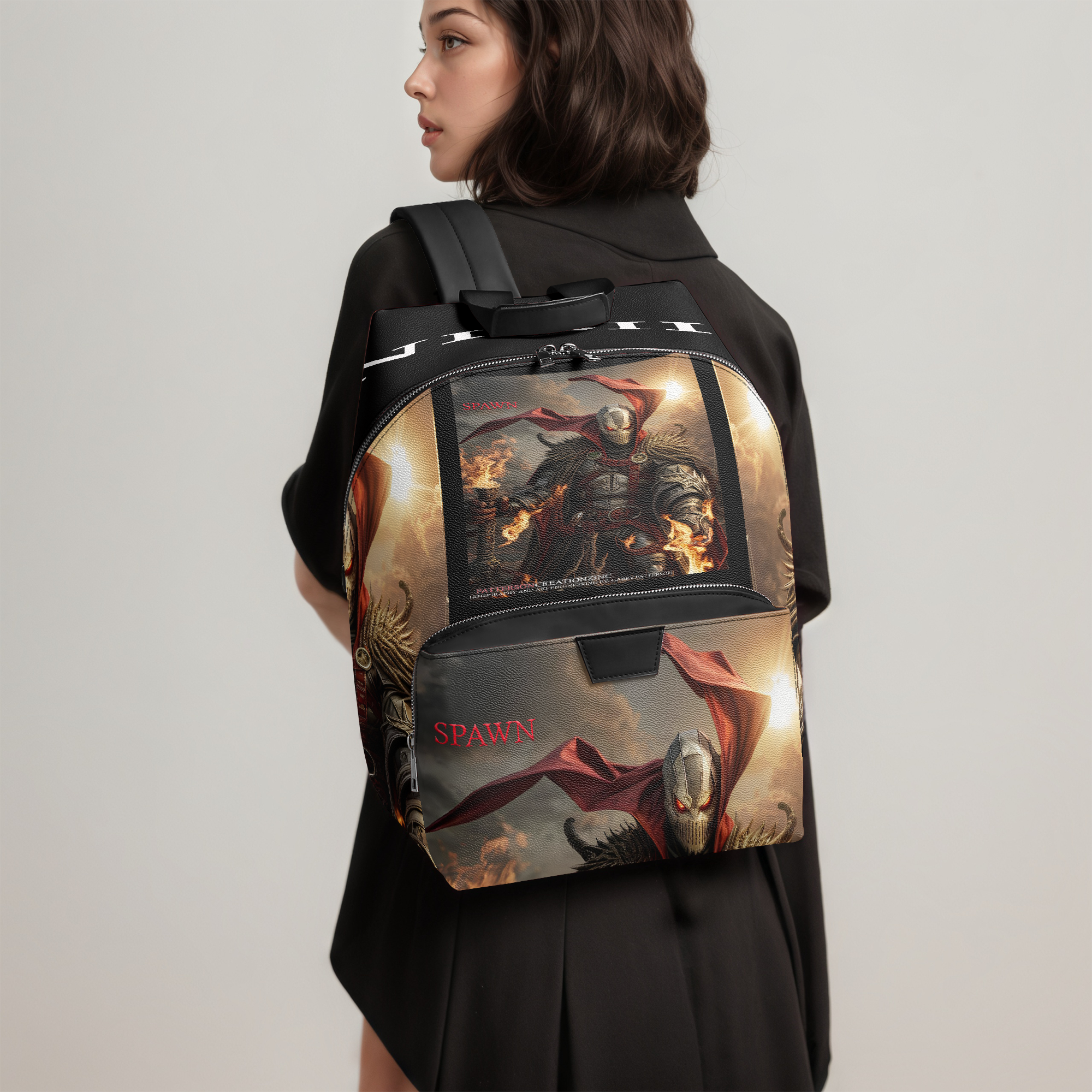 SPWN 1284. Zipper-up Leather Backpack