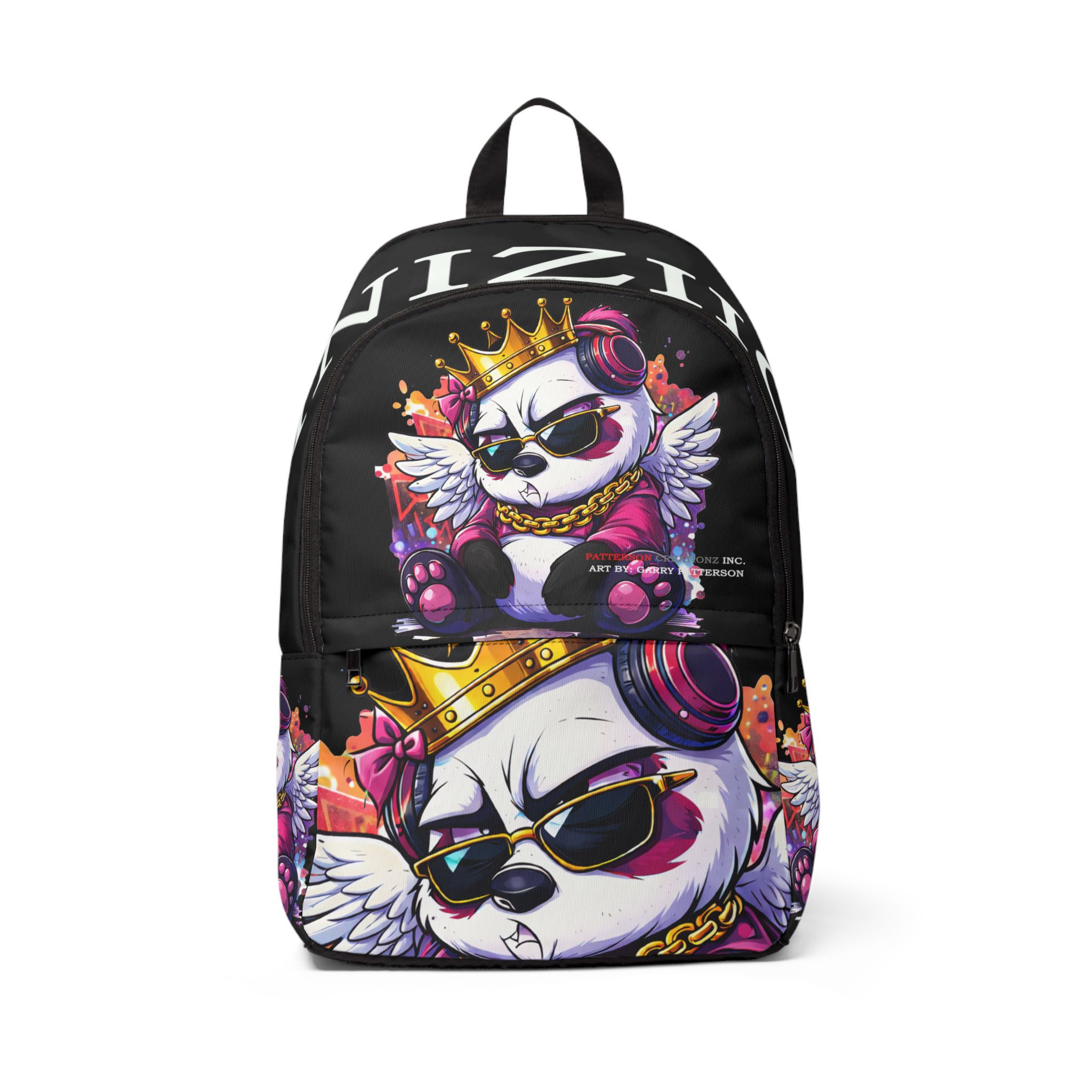 INIZIIO Pink Royal Panda Crown Backpack — Cool Queen Panda Graphic Bag 