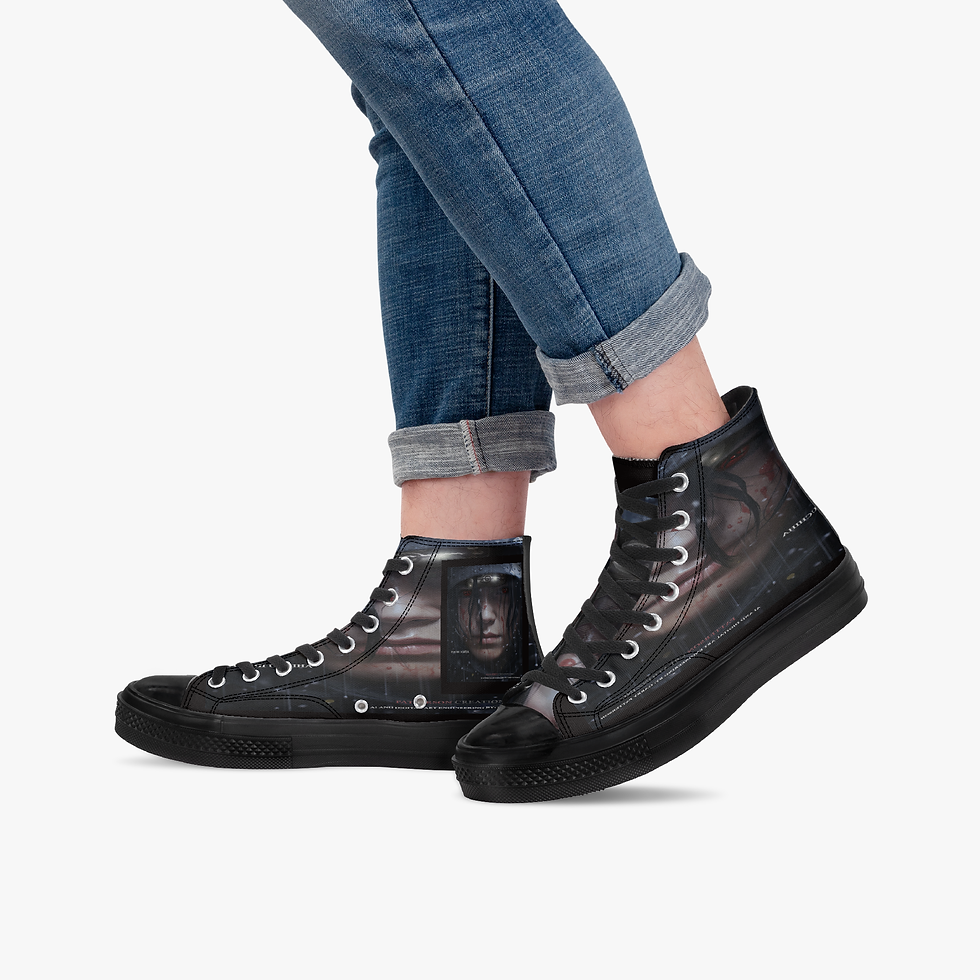 Thumbnail: ITACHI1047. High-Top Canvas Shoes - Black