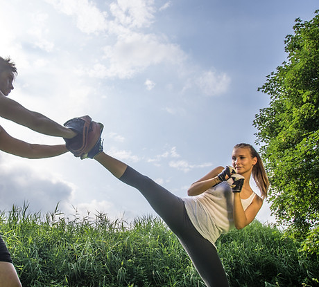 Woman Practicing Kick