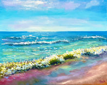Original oil painting on canvas by Kinga E. Vnuk inspired by coastal area of Door County, Wisconsin.