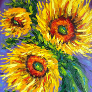 Original oil painting on canvas of sunflowers by Kinga E. Vnuk