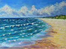Original oil painting on canvas by Kinga E. Vnuk inspired by coastal area of Door County, Wisconsin.