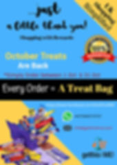 October Treats:- Every Order = Treat bag