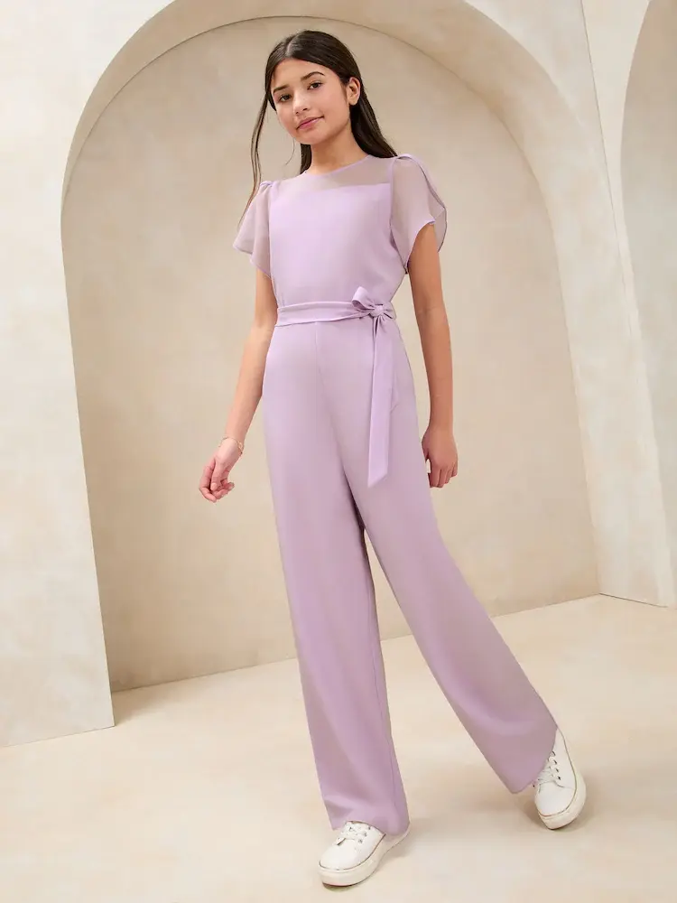 Lipsy Lilac Purple Mesh Yoke Jumpsuit- 13 years