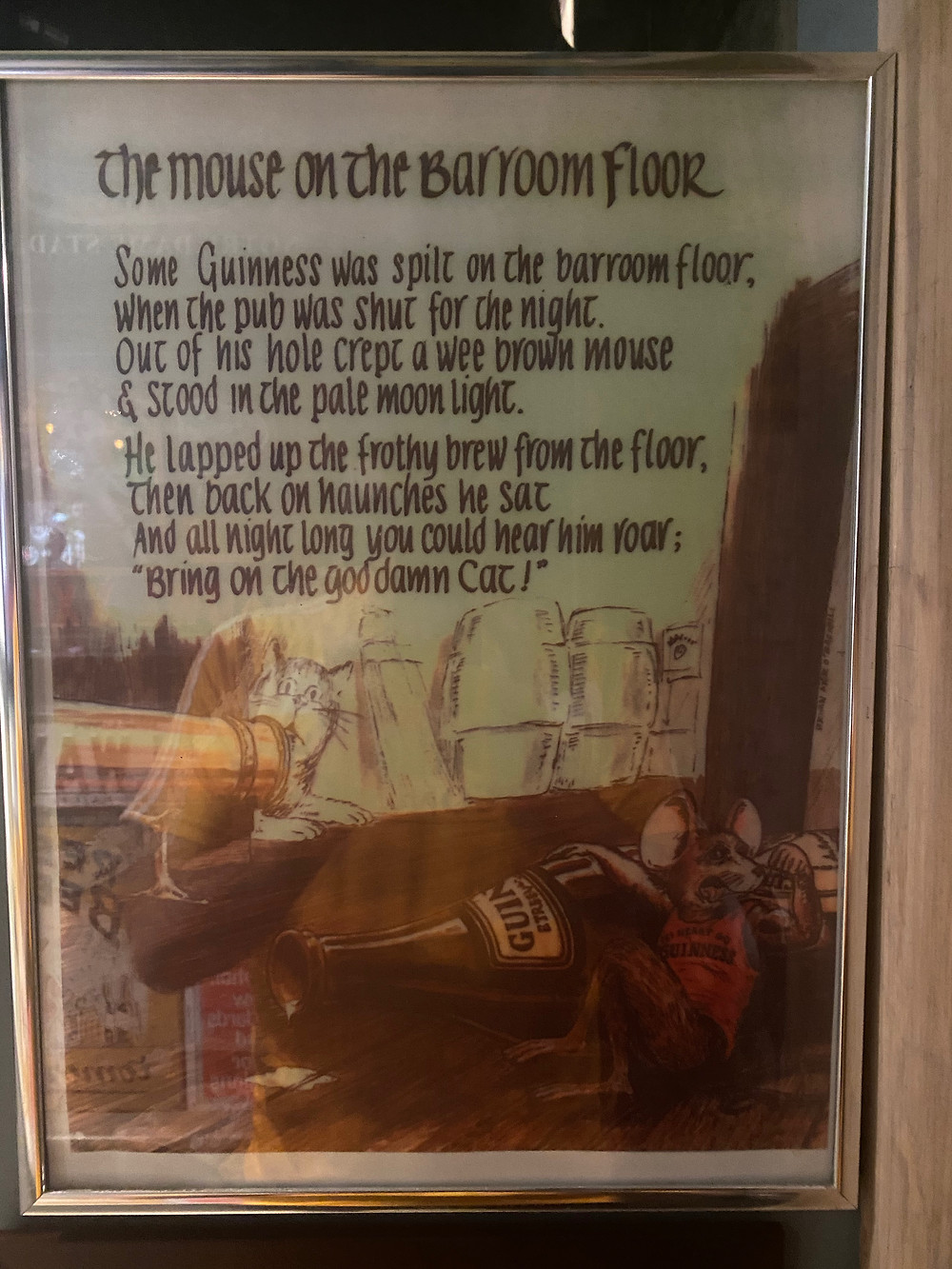 A humorous pub poem about a mouse drinking Guinness