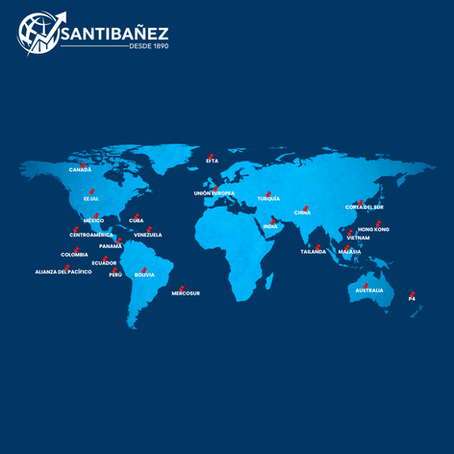 mapa con los 26 acuerdos comerciales de Chile