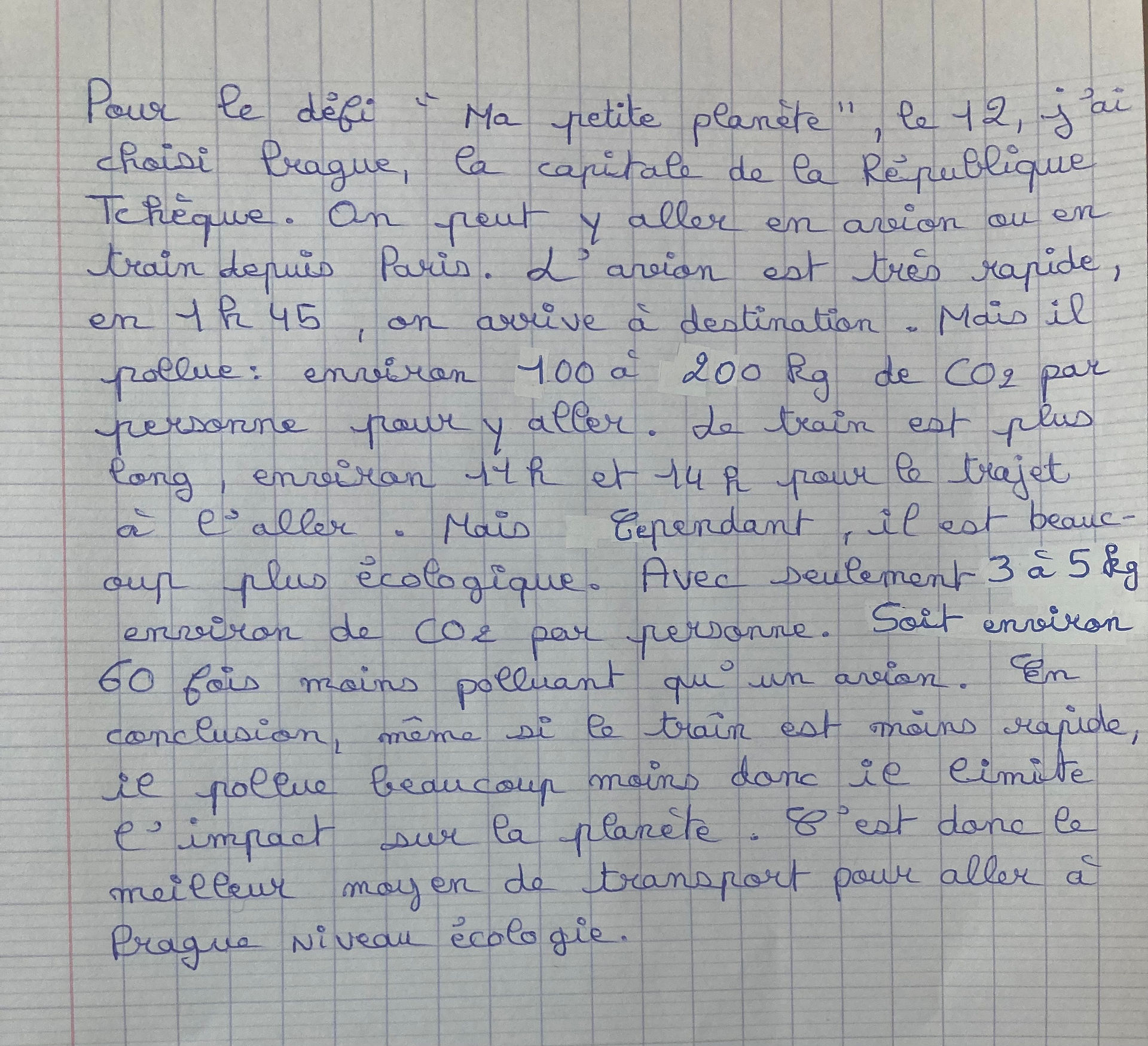 Description d'un trajet écologique