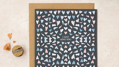 Valentines day card by Sarah JK Designs featuring blue and pink hearts
