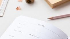 SarahJKDesigns book review template page in open book