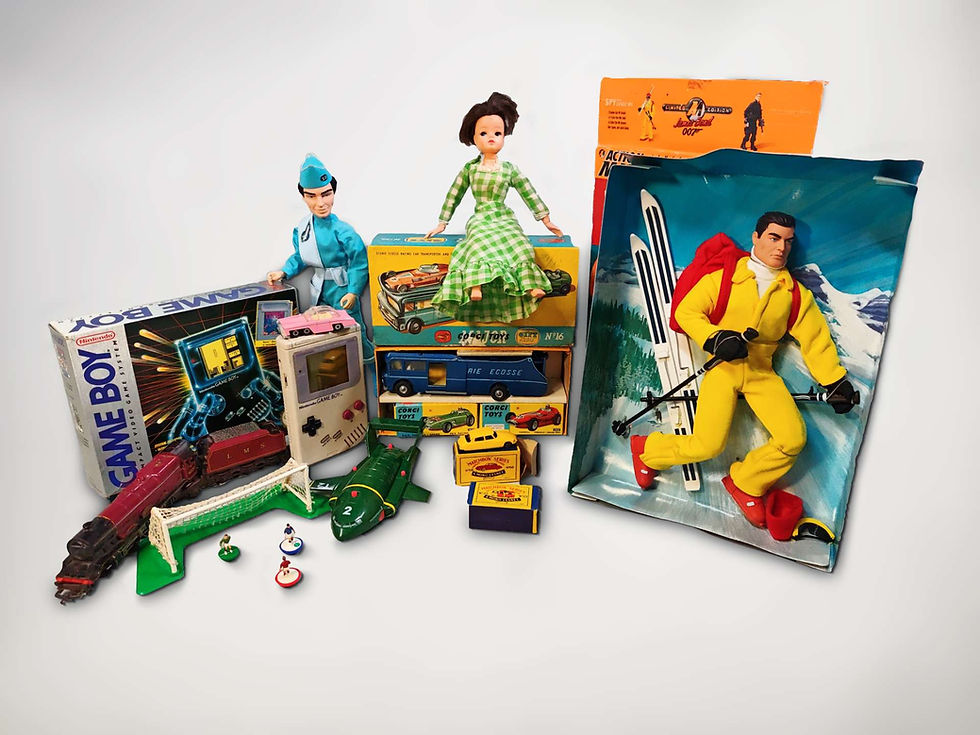 We buy a wide range of vintage toys and games, including tin toys, die-cast models, board games, and dolls. Please get in touch with photos and any details you have, and our team will provide a free, no-obligation valuation.