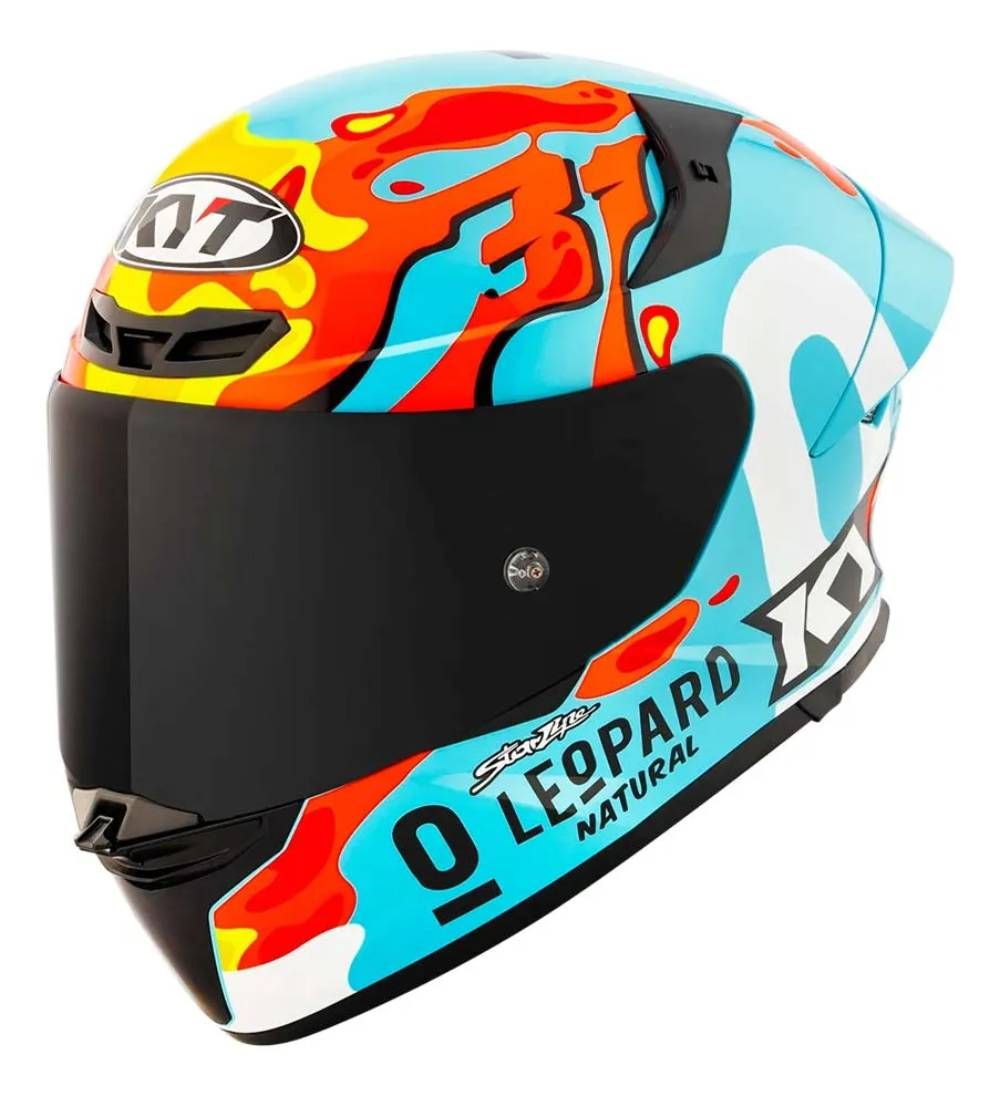 Capacete KYT TT Revo Leopard Aragon Azul e Vermelho