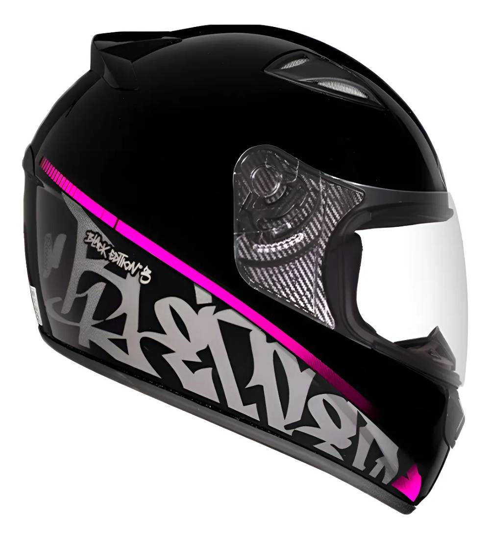 Capacete Ebf New Spark Black Edition 3 Preto e Rosa Fosco