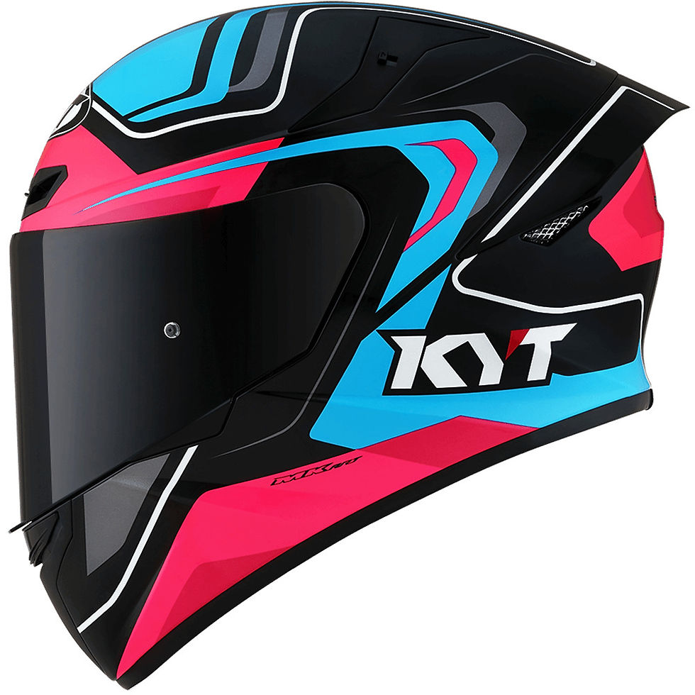 Capacete KYT TT Course Overtech Preto Azul e Rosa