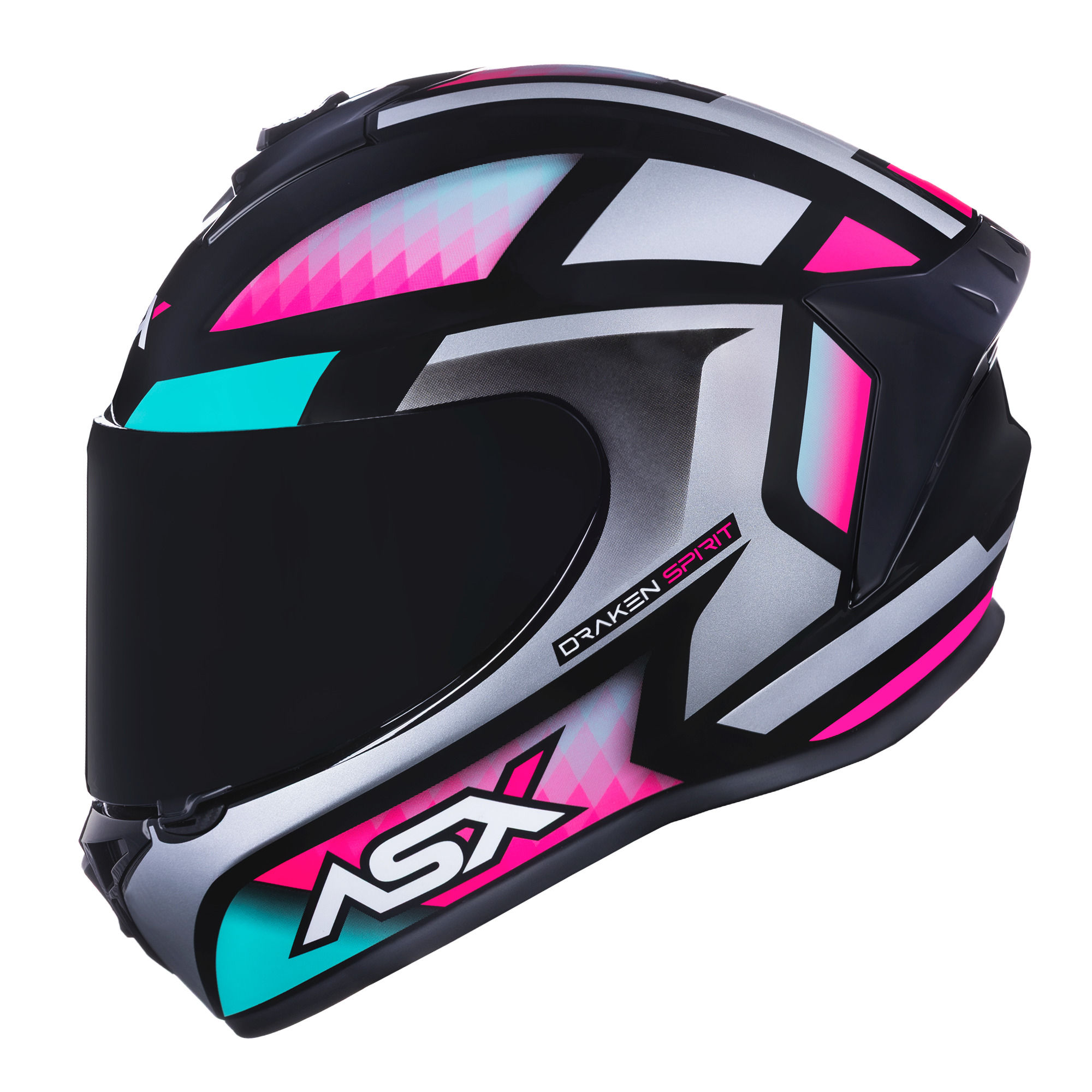 Capacete ASX Draken Spirit Preto Tiffany e Prata