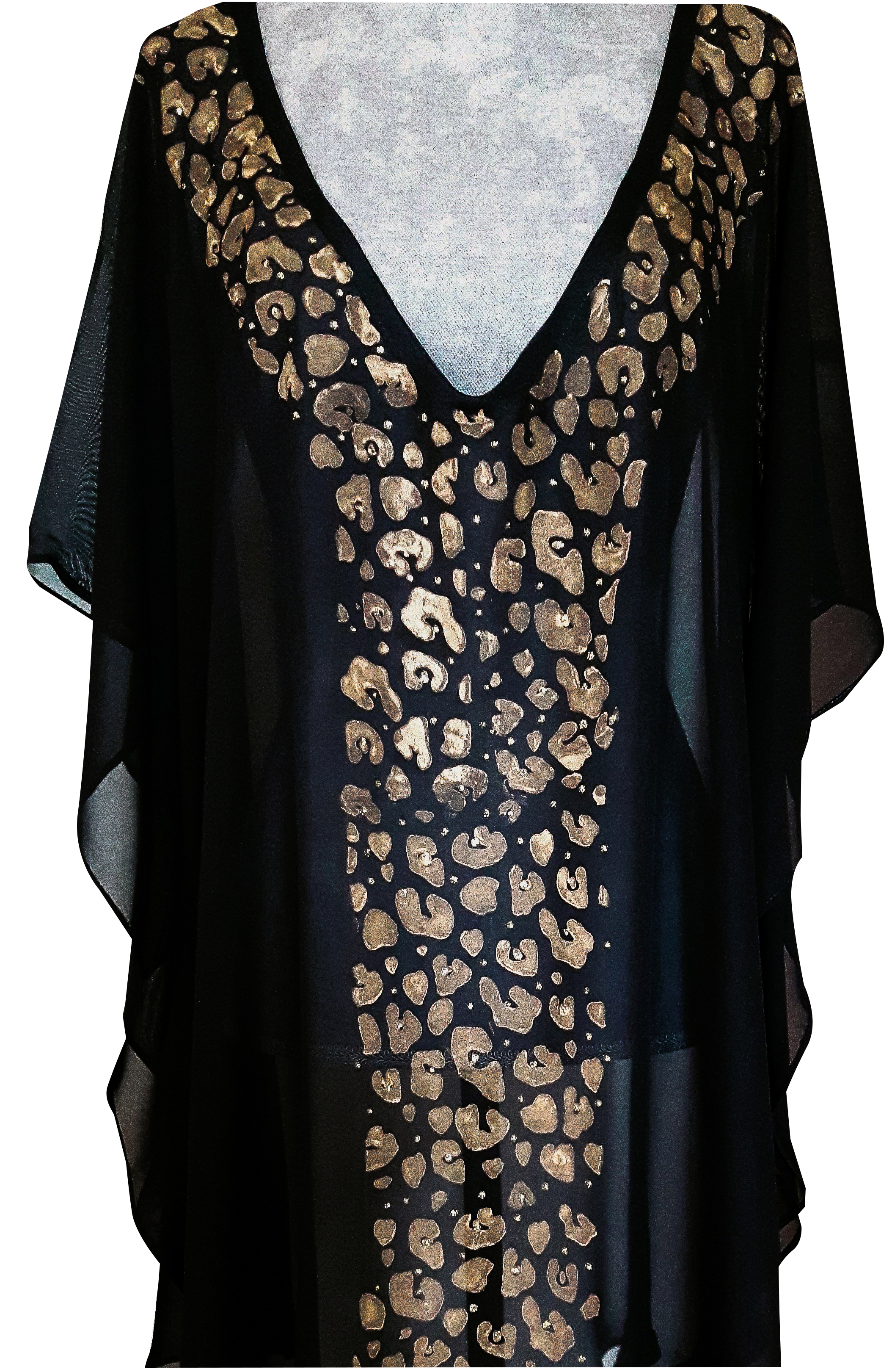 Black tunique golden animal print