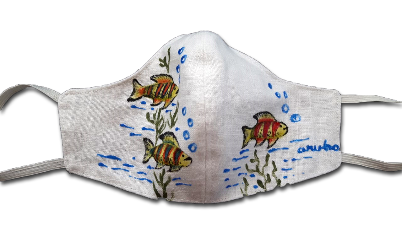 White facemask red banded fishes