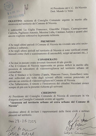 NICOSIA: SCIPPI E FURTI. Convocato consiglio comunale urgente