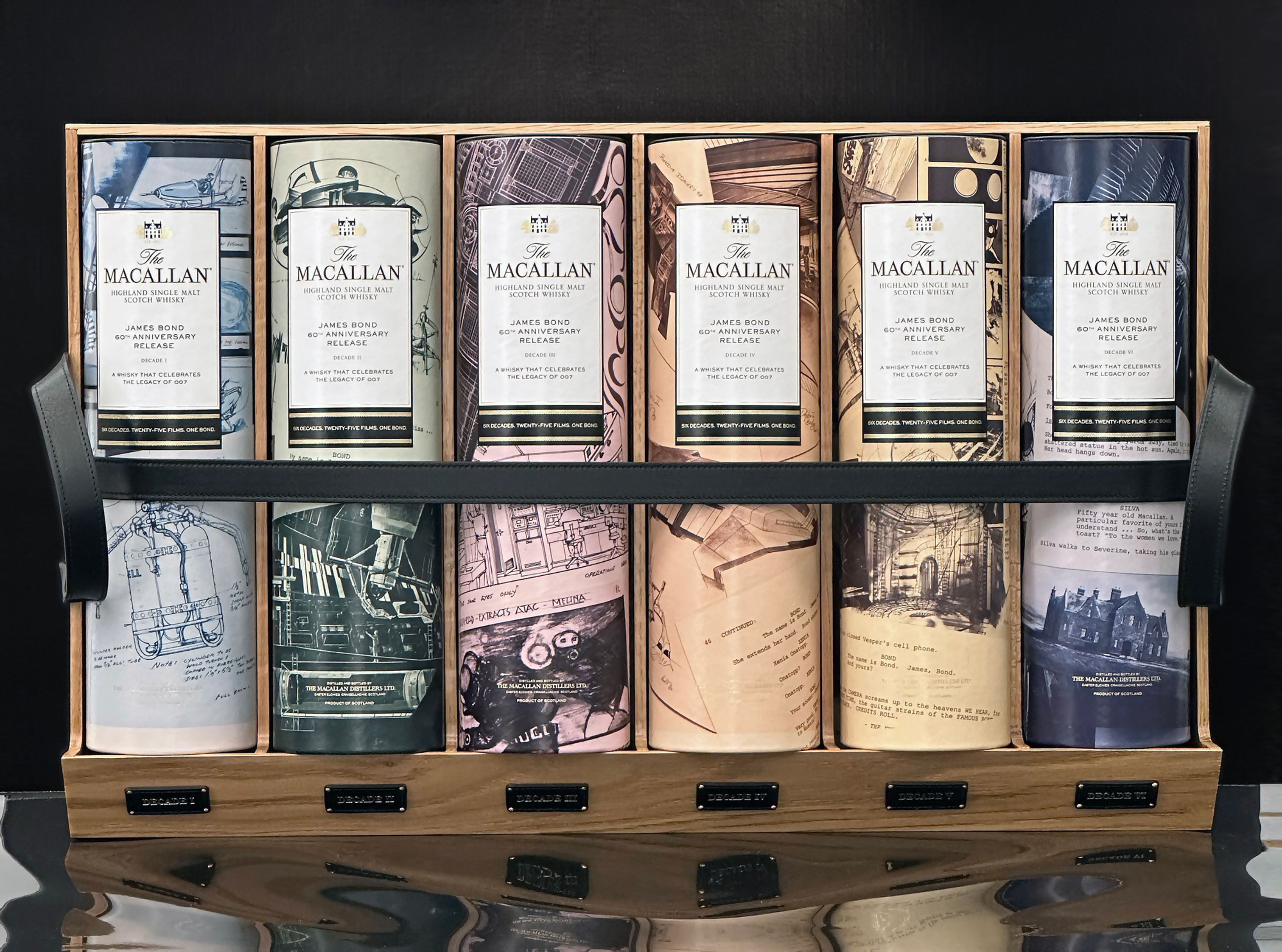 Macallan James Bond Decades I-VI & Globe-Trotter Suitcase