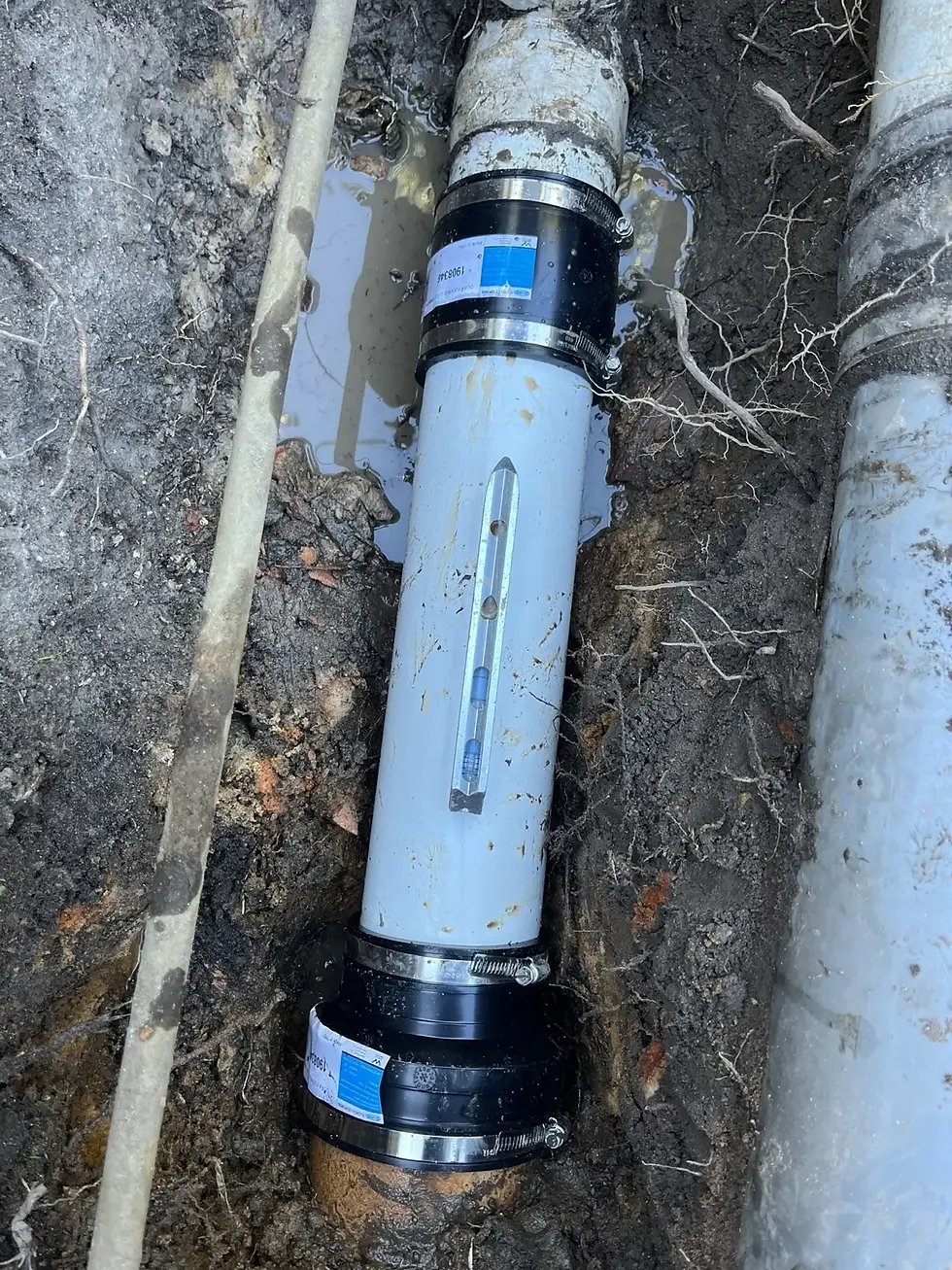 New 100mm PVC sewer section installed and joined, Dee Why