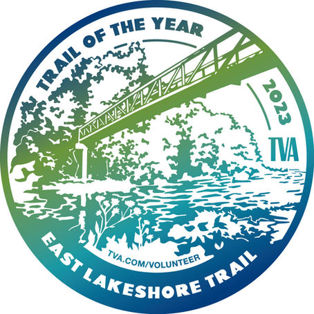 Trail marker along East Lakeshore Trail's Wildcat Trail section, celebrated as TVA's 2023 Trail of the Year during National Trails Day