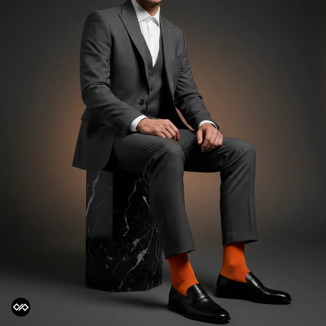 Orange Unisex Bamboo Crew Length Socks