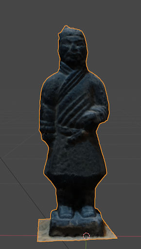 A view of the cleaned up and textured model inside Blender.