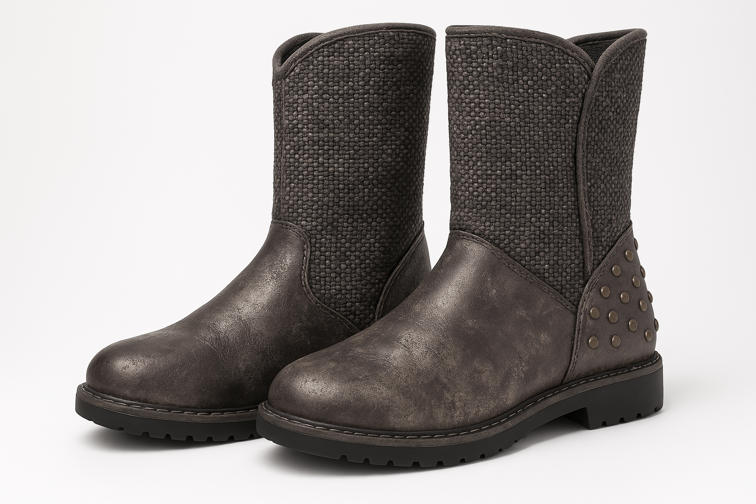 Gorgeous gunmetal boots with detail