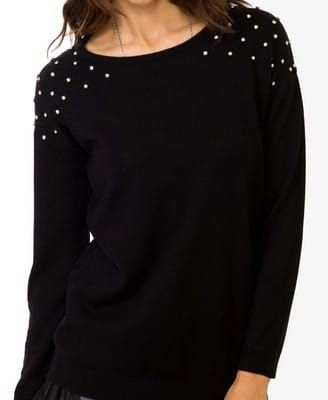 Pearl Embellished Black Top