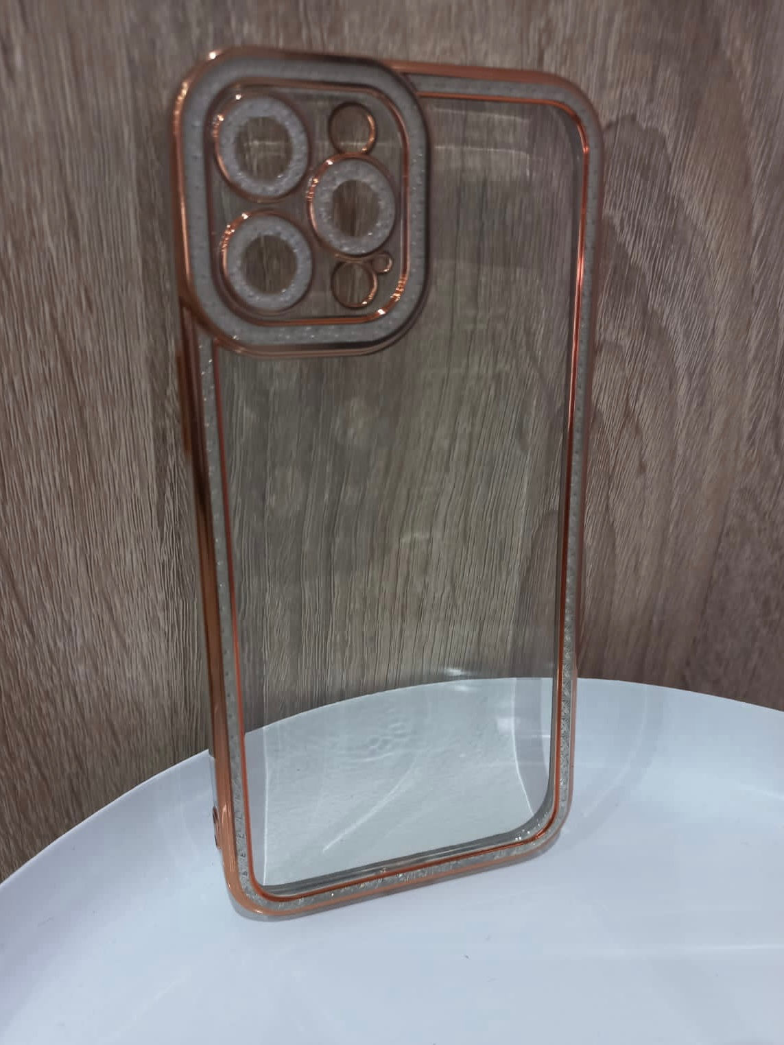 Clear with Rose Gold 12 pro max