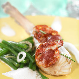 Chorizobaked monkfish