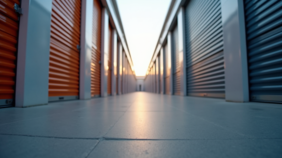 Eye-level view of a modern self-storage facility in Dubai