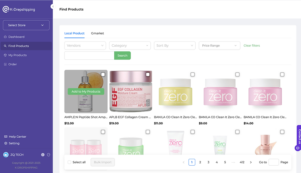 hundreds of beauty brands in K-Dropshipping