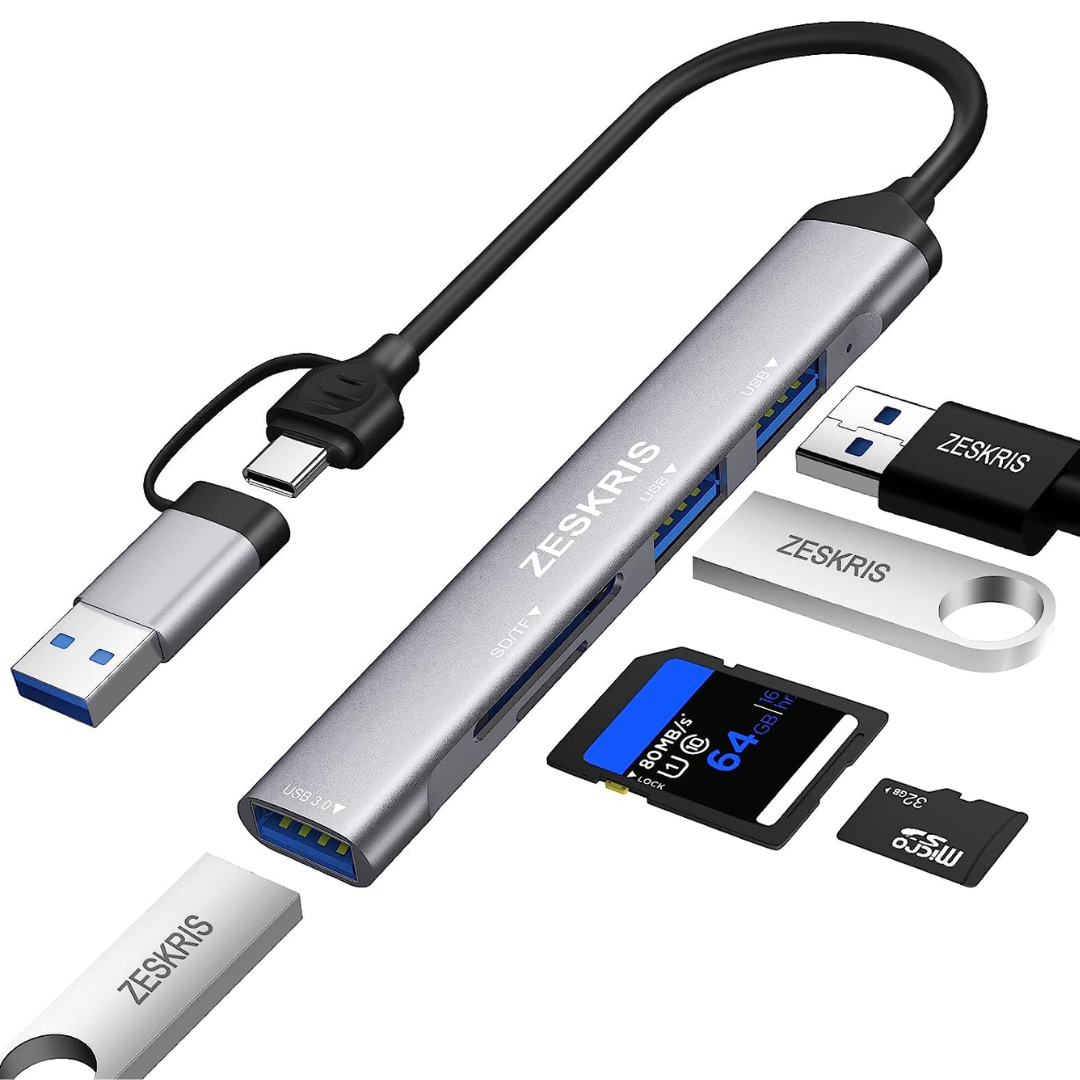 ZESKRIS USB C Hub, 5 Ports Ultra Slim Data Type C Hub